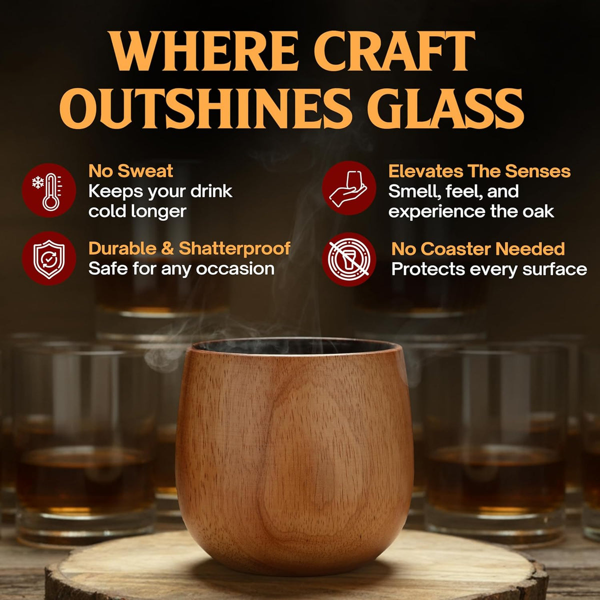 OakForge Charred Wooden Bourbon Glass™